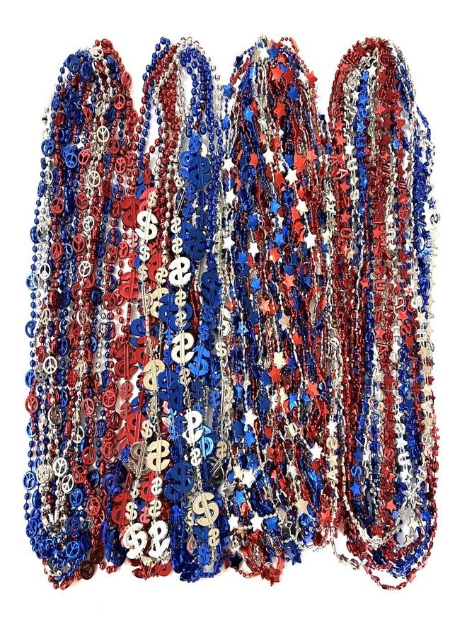 GZYSSL 108 Pcs 4th of July Beads Necklaces Independence Day Red Blue Silver Bead Necklaces Fourth of July Patriotic Parade Party Celebration Decorations - Image 2